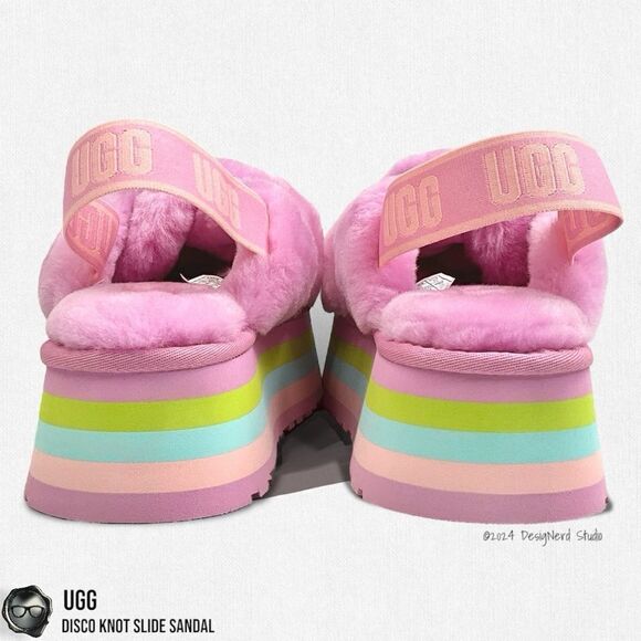 UGG DISCO KNOT PLATFORM SLIDE SANDAL IN WILDFLOWER FUCHSIA SIZE 7 WOMEN’S SHOE - Picture 7 of 15